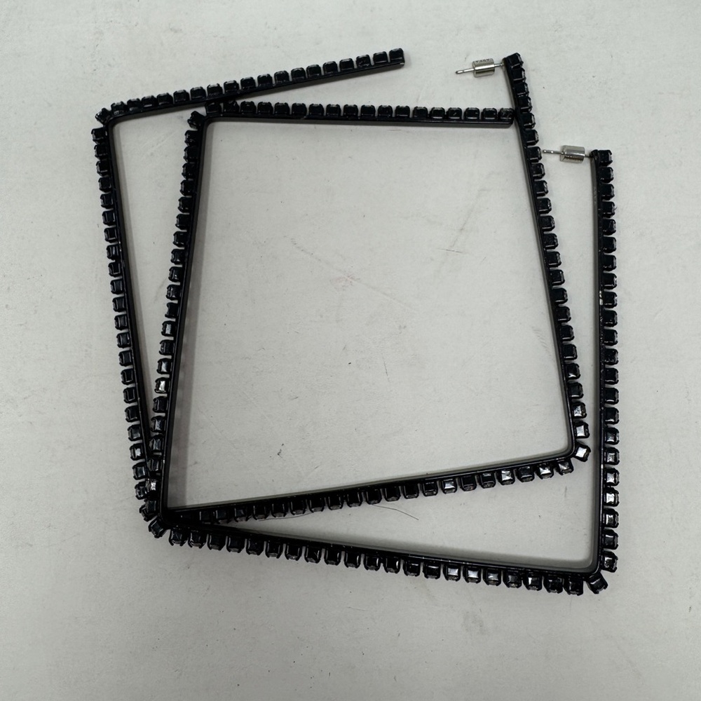 NWOT AREA Jumbo Black Square Hoop Earrings